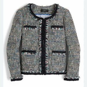 J Crew Metallic Thread Fringe Tweed Jacket 8